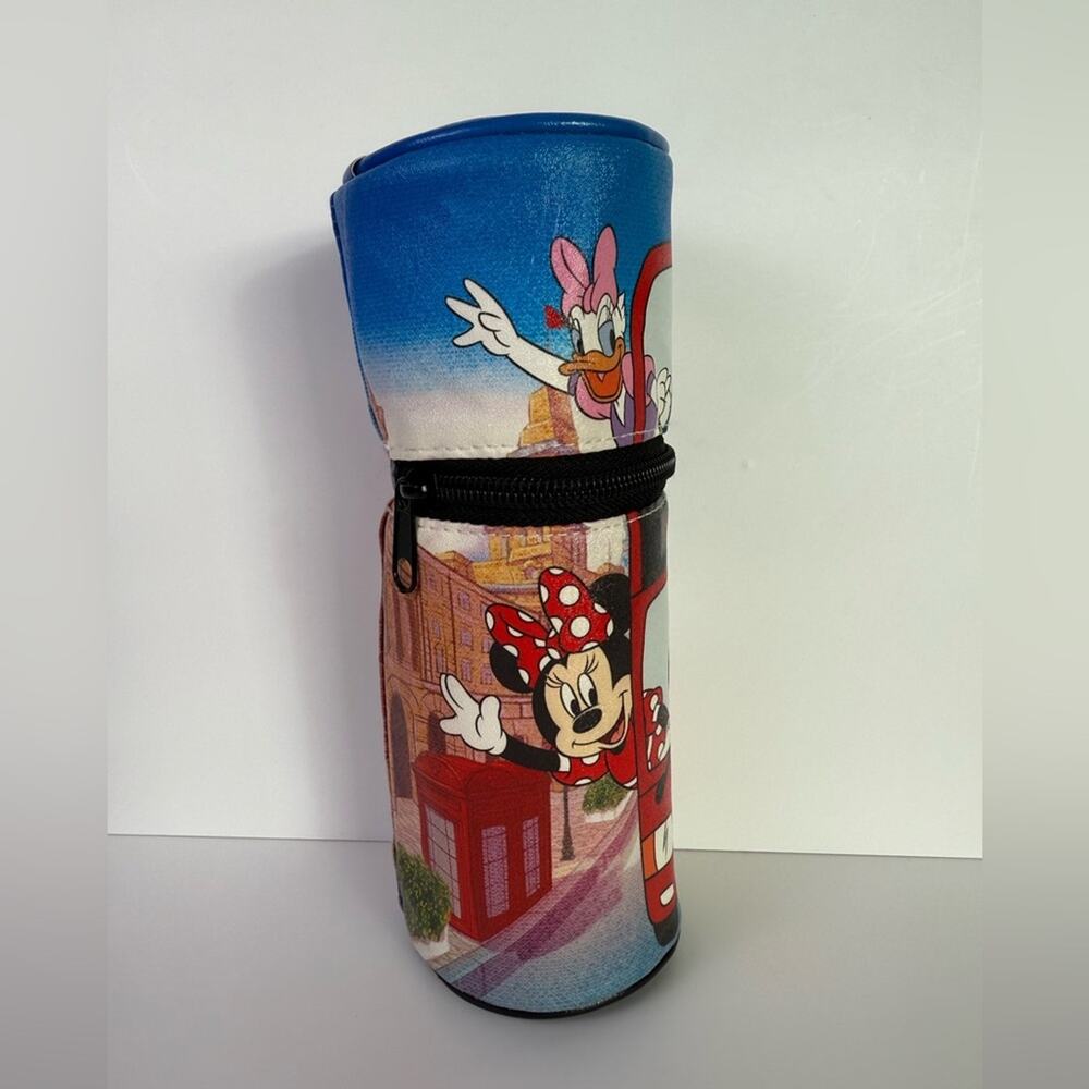 Shanghai Disney Resort Cylindrical Stationary Pencil Pouch/Makeup Bag 9”x3” - Picture 2 of 8